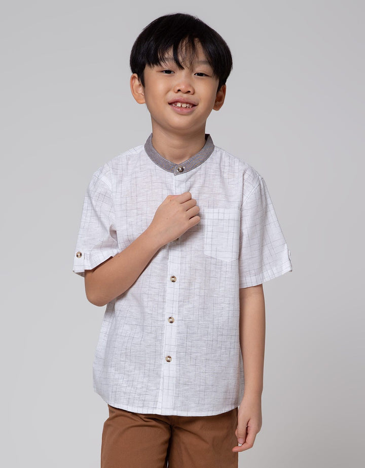 Little M Top Bottom Set Kemeja Tex + Crop Woven (Rib)