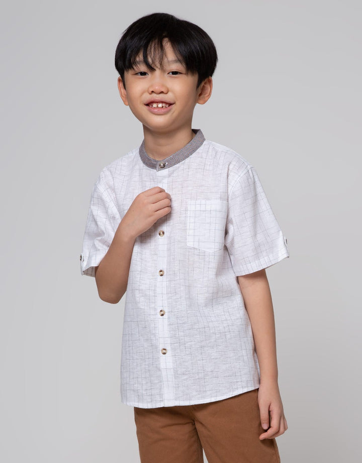 Little M Top Bottom Set Kemeja Tex + Crop Woven (Rib)