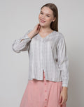 St. Yves Long Sleeve Blouse Printed Misty Rayon