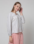 St. Yves Long Sleeve Blouse Printed Misty Rayon