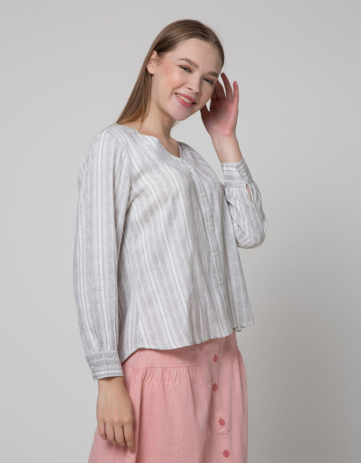 St. Yves Long Sleeve Blouse Printed Misty Rayon
