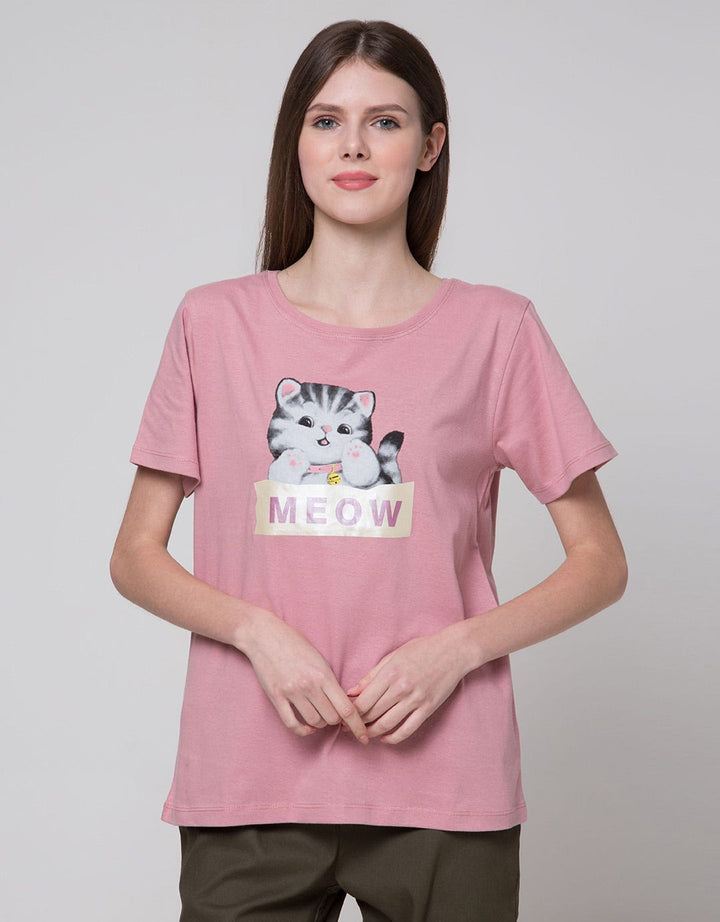 Nevada Cute Meow Kaos Wanita