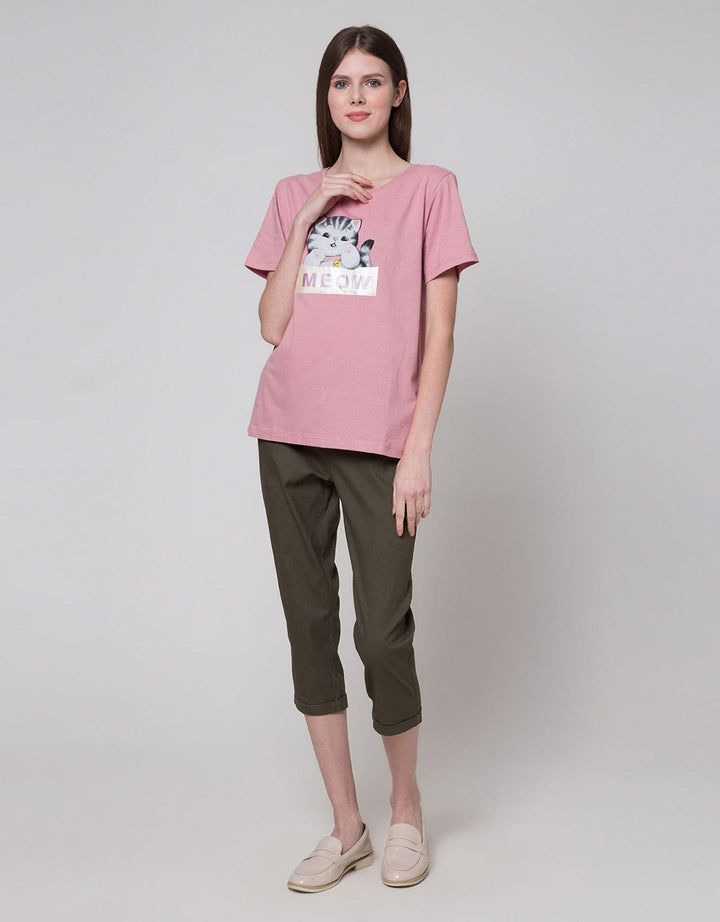 Nevada Cute Meow Kaos Wanita