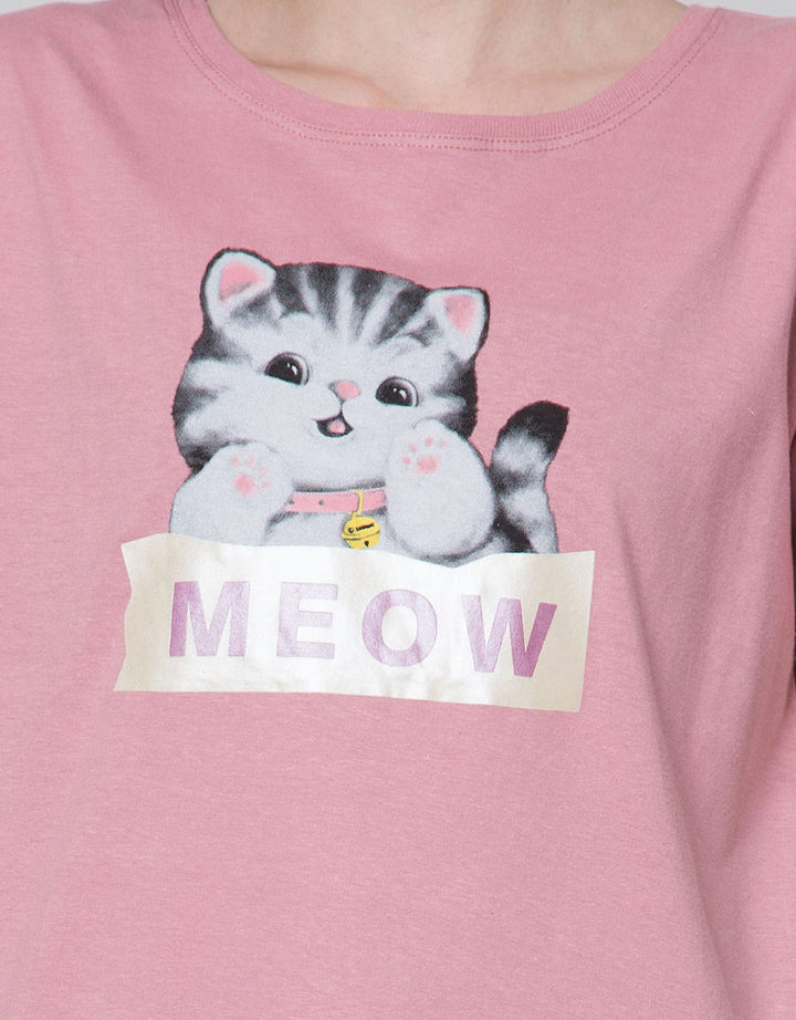 Nevada Cute Meow Kaos Wanita