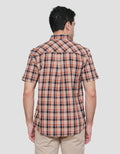 Cardinal Casual Plaid Motif Kemeja Lengan Pendek Pria