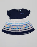Pipiniko Short Sleeve Midi Dress Knit Combi Woven Sweet Bee