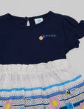 Pipiniko Short Sleeve Midi Dress Knit Combi Woven Sweet Bee