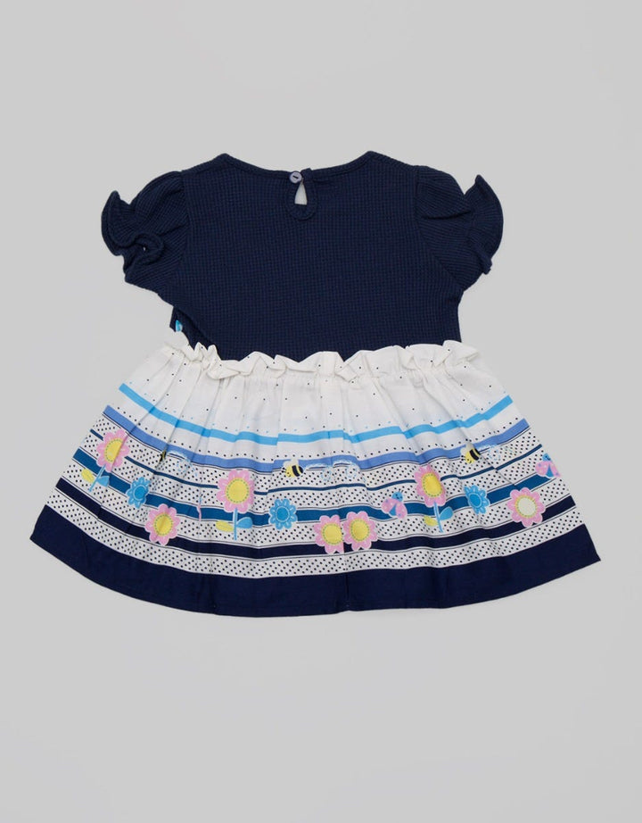 Pipiniko Short Sleeve Midi Dress Knit Combi Woven Sweet Bee
