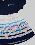 Pipiniko Short Sleeve Midi Dress Knit Combi Woven Sweet Bee