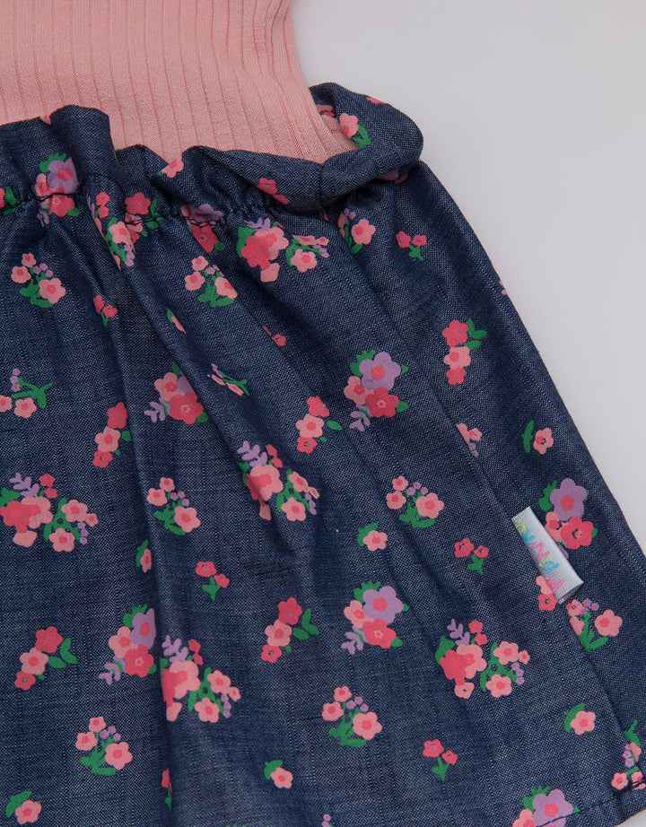 Pipiniko Chambray Flower Dress Anak Perempuan