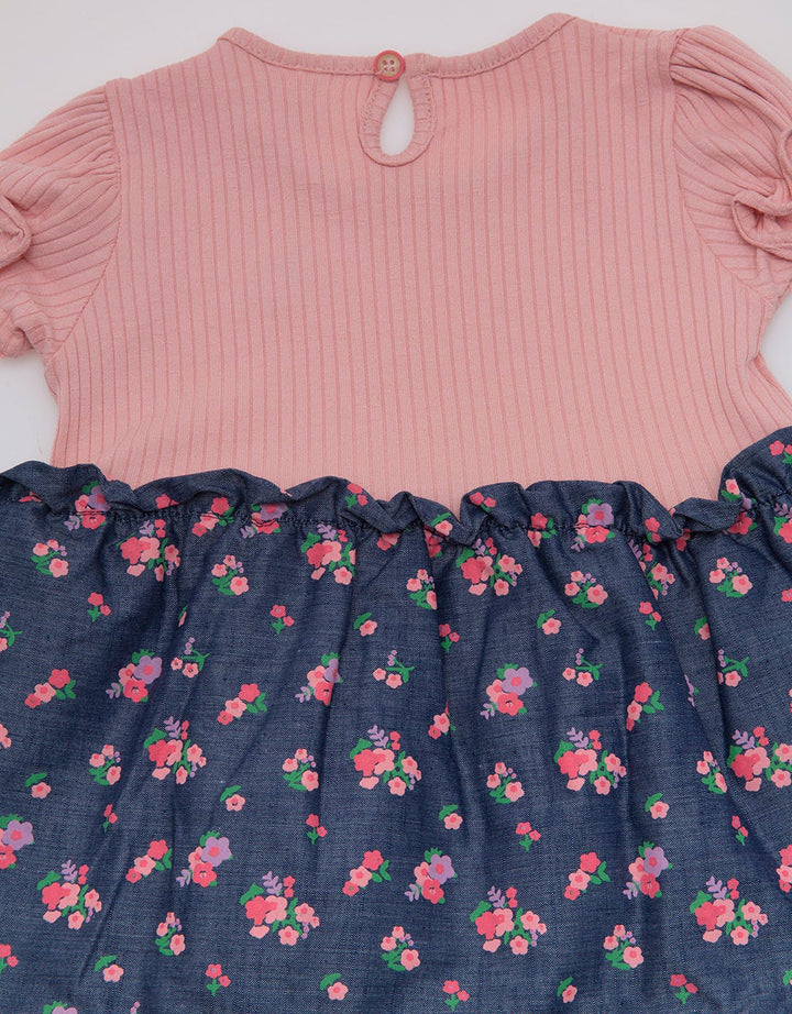 Pipiniko Chambray Flower Dress Anak Perempuan