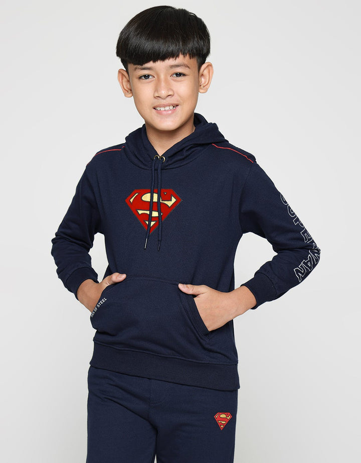 Character Sweater Hood Superman Logo Center