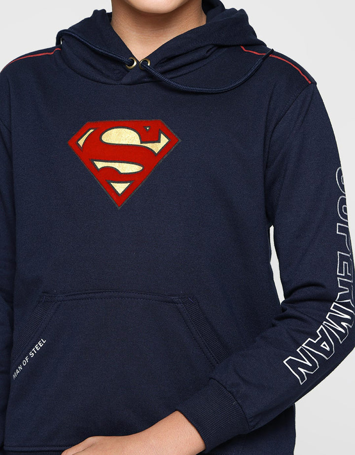Character Sweater Hood Superman Logo Center