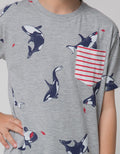 Cool Boy Whale Print Kaos Anak Laki-laki
