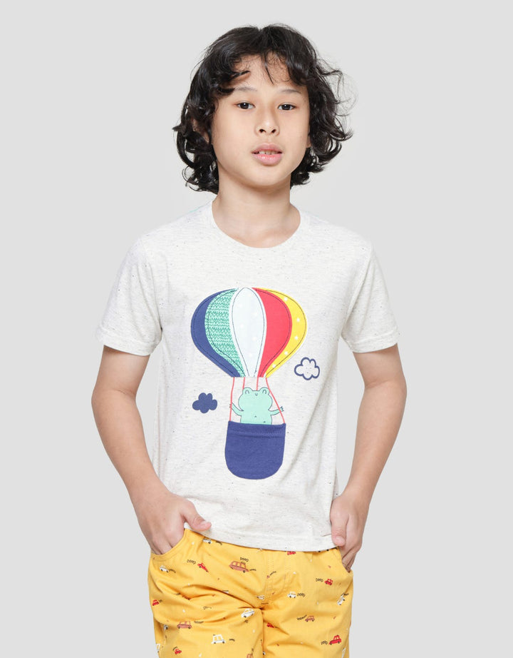 Little M Kaos Lengan Pendek Anak Laki-laki Print Kodok Hot Air Balloon Dropping