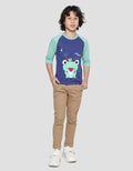 Little M Boys 3/4 Raglan T-shirt Frog Tongue Print Zipper
