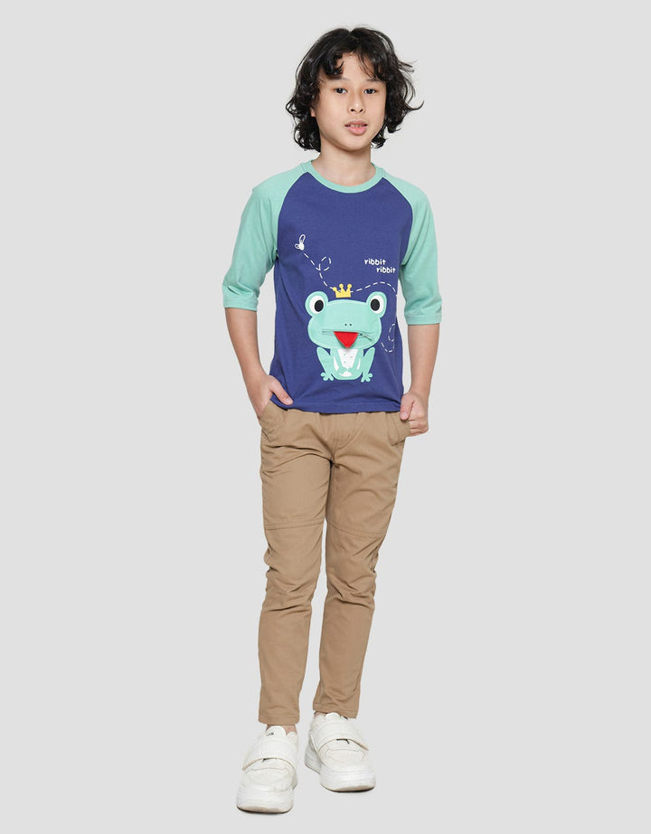 Little M Boys 3/4 Raglan T-shirt Frog Tongue Print Zipper