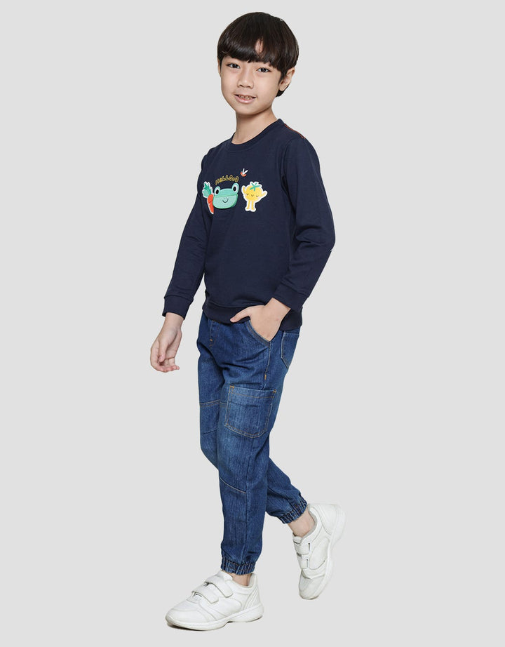 Little M Kodok Aplikasi Sweater Anak Laki-Laki