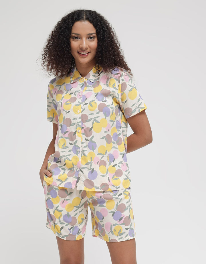 Nevada Short Sleeve Pyjama Shorts Yellow