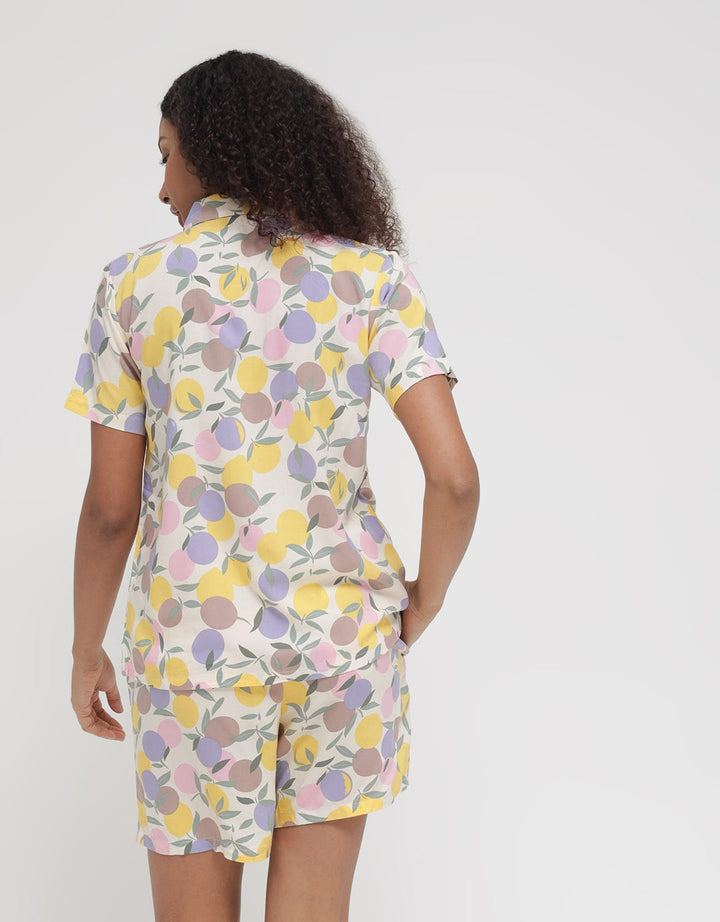 Nevada Short Sleeve Pyjama Shorts Yellow