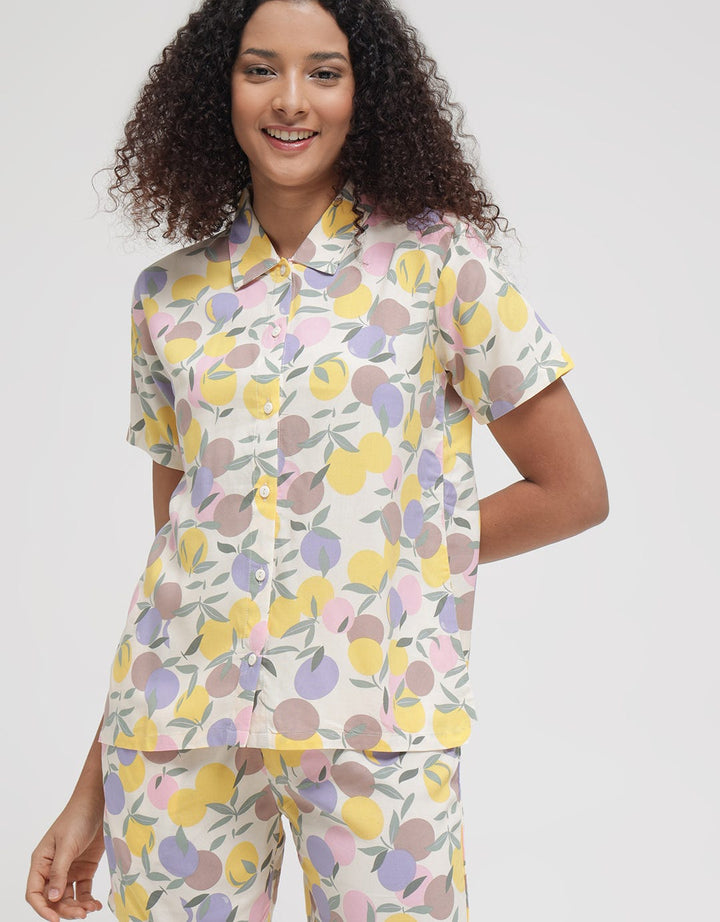 Nevada Short Sleeve Pyjama Shorts Yellow