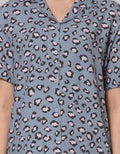 Nevada Short Sleeve Pyjama Pants Leopard Calm