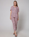 Nevada Short Sleeve Pyjama Pants Leopard Calm