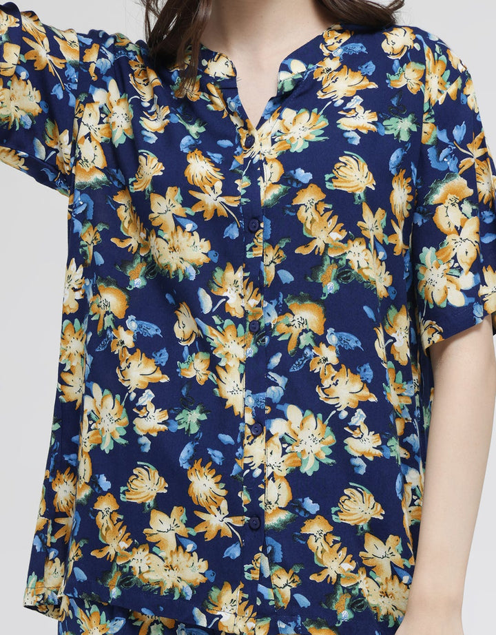 St. Yves Short Sleeve Pajama Pants Kanna Flower