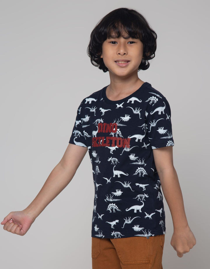 Little M Dino Skeleton Kaos Anak Laki-laki