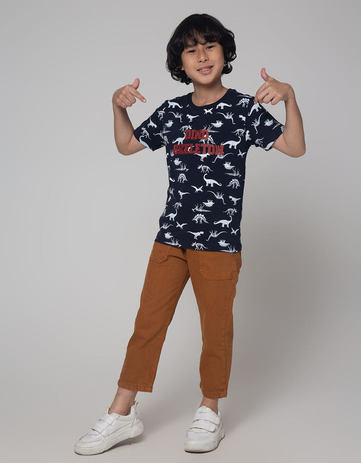 Little M Dino Skeleton Kaos Anak Laki-laki