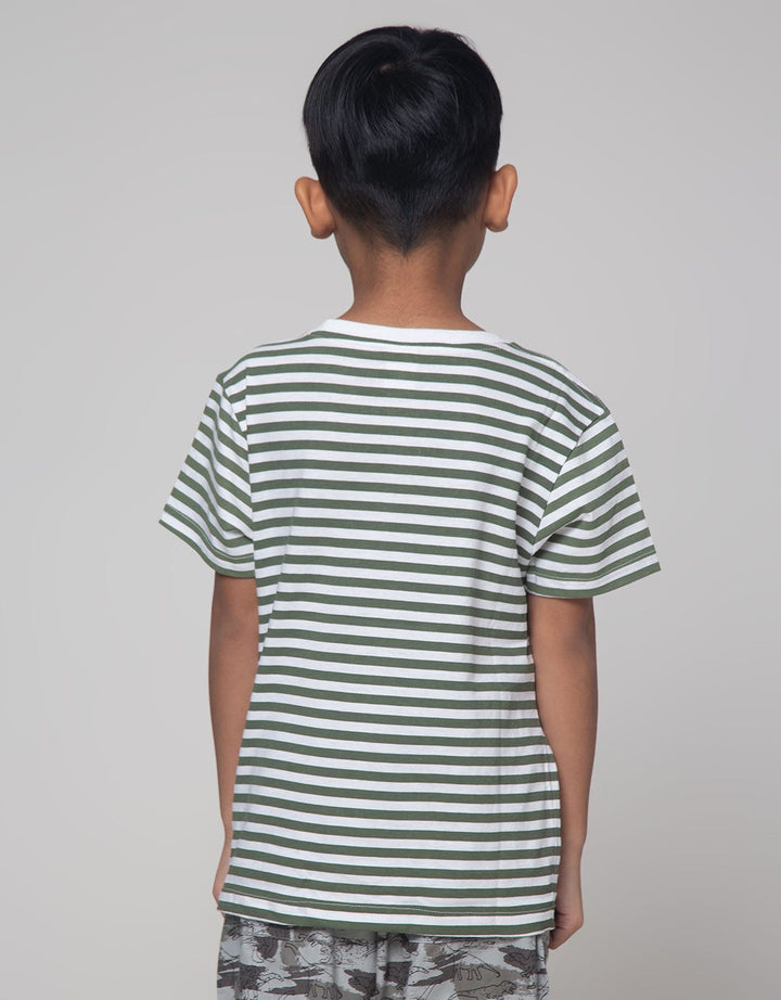 Little M Stripe Rawr Kaos Anak Laki-laki