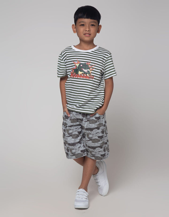 Little M Stripe Rawr Kaos Anak Laki-laki