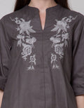 St. Yves Long Sleeve Blouse Poly Linen With Embroidery