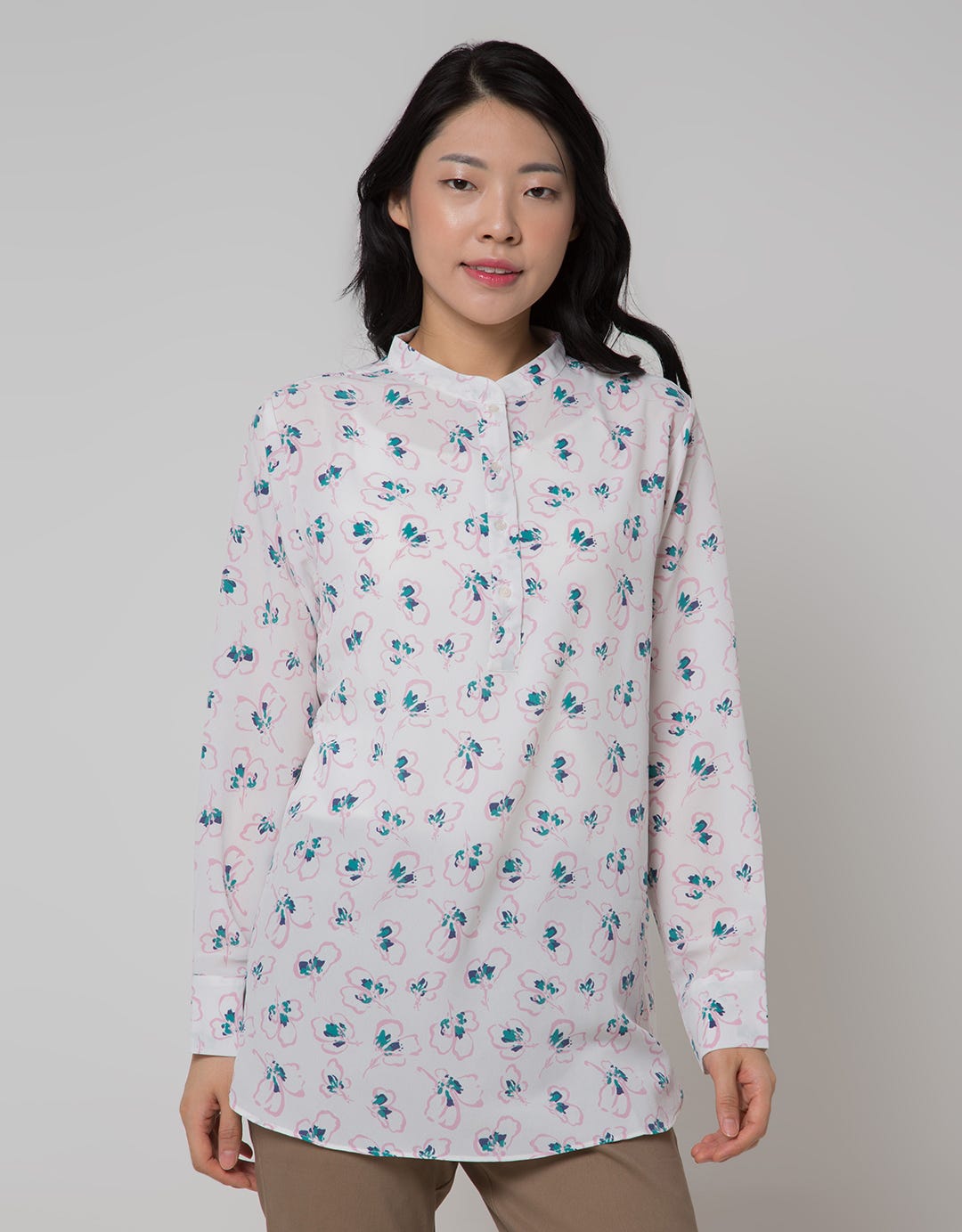 St. Yves Long Sleeve Blouse Printed Tunic