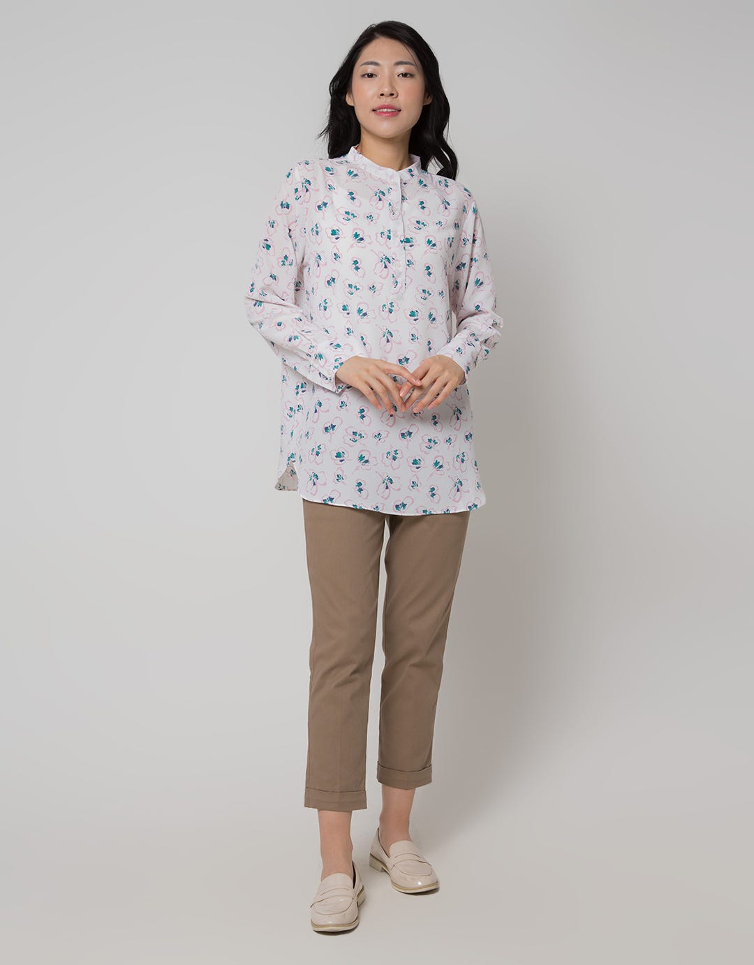 St. Yves Long Sleeve Blouse Printed Tunic
