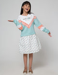 Nevada Long Sleeve Midi Dress Kombinasi Rok Woven Fullprint Flower