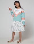 Nevada Long Sleeve Midi Dress Kombinasi Rok Woven Fullprint Flower