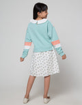 Nevada Long Sleeve Midi Dress Kombinasi Rok Woven Fullprint Flower