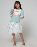 Nevada Long Sleeve Midi Dress Kombinasi Rok Woven Fullprint Flower