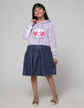 Nevada Long Sleeve Midi Dress Hoodie With Kombinasi Rok Chambray