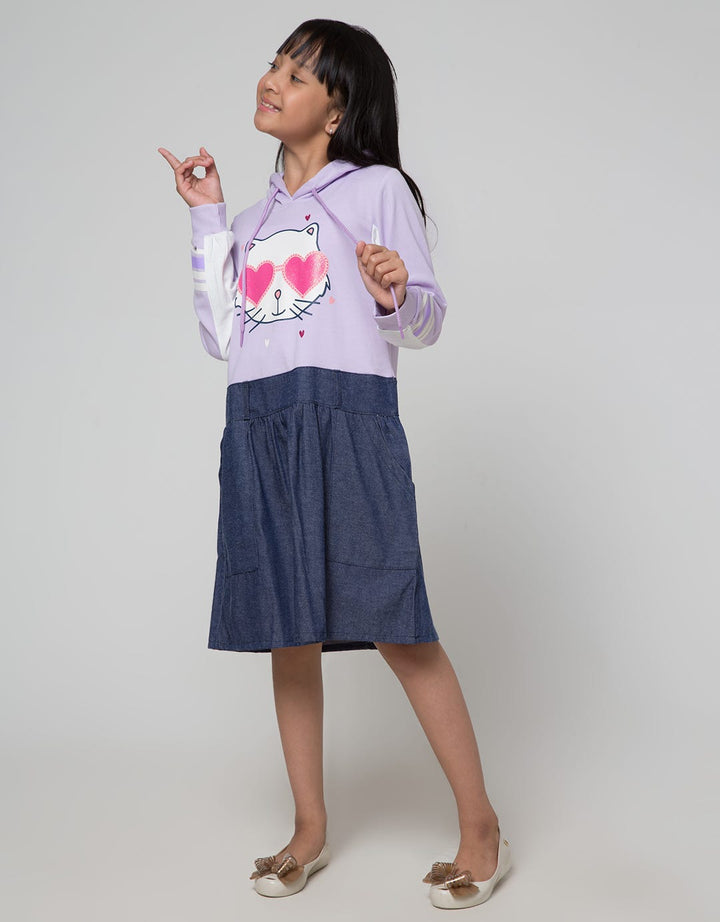 Nevada Long Sleeve Midi Dress Hoodie With Kombinasi Rok Chambray