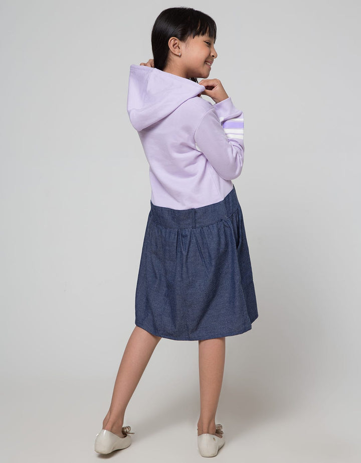 Nevada Long Sleeve Midi Dress Hoodie With Kombinasi Rok Chambray