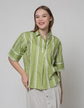 St. Yves Print Stripe Blouse Wanita