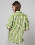 St. Yves Print Stripe Blouse Wanita