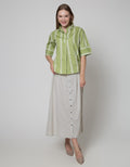 St. Yves Print Stripe Blouse Wanita