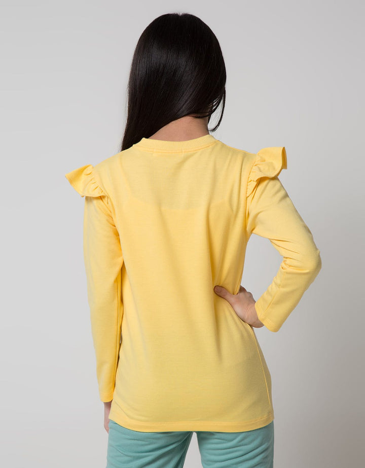 Aero Long Sleeve Bunny Shoulder Ruffle T-Shirt