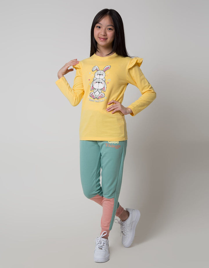 Aero Long Sleeve Bunny Shoulder Ruffle T-Shirt