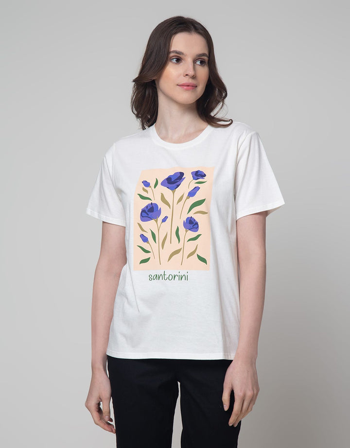 Details Flower Text Print Women's T-shirt