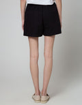Details Short Pants Black Skort With Front Button