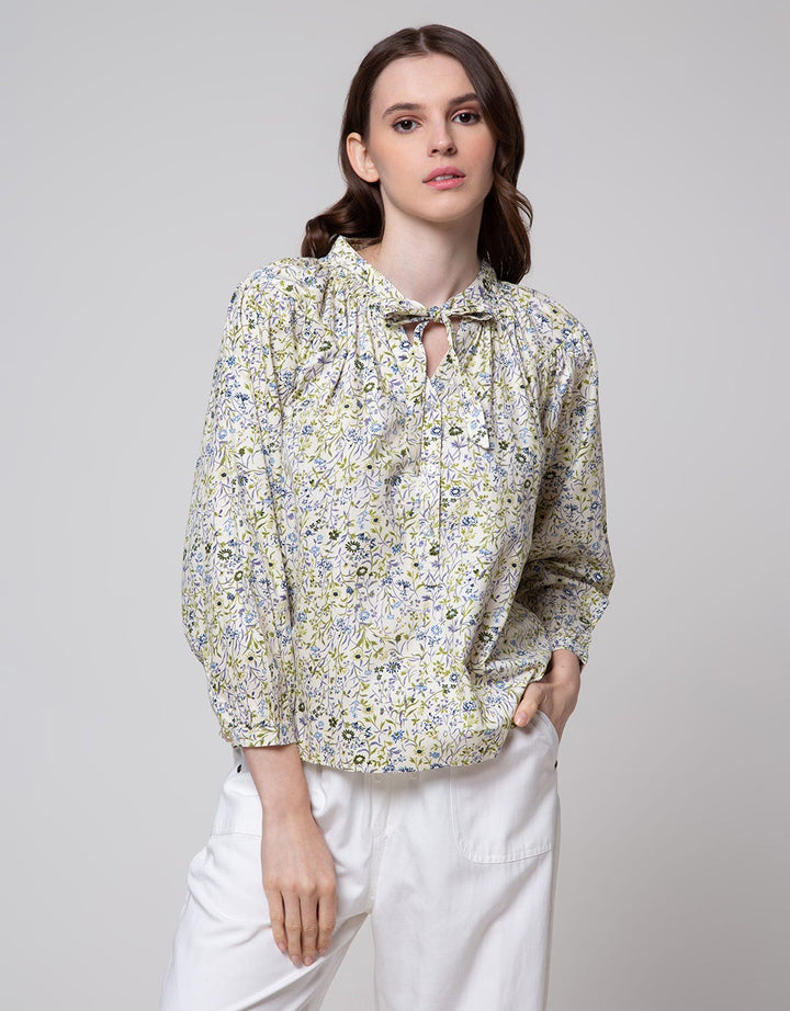 Details Neck String Blouse Wanita